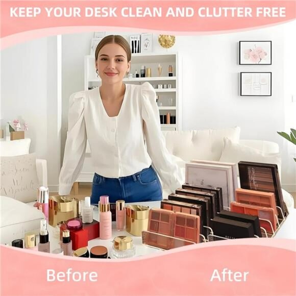 Clear Acrylic Eyeshadow Palette Organizer Makeup Display Holder Set of 2 - Picture 4 of 8